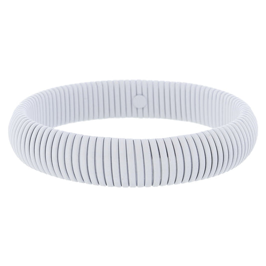 Chunky White Enamel Stretchy Bangle Bracelet, 8" Around