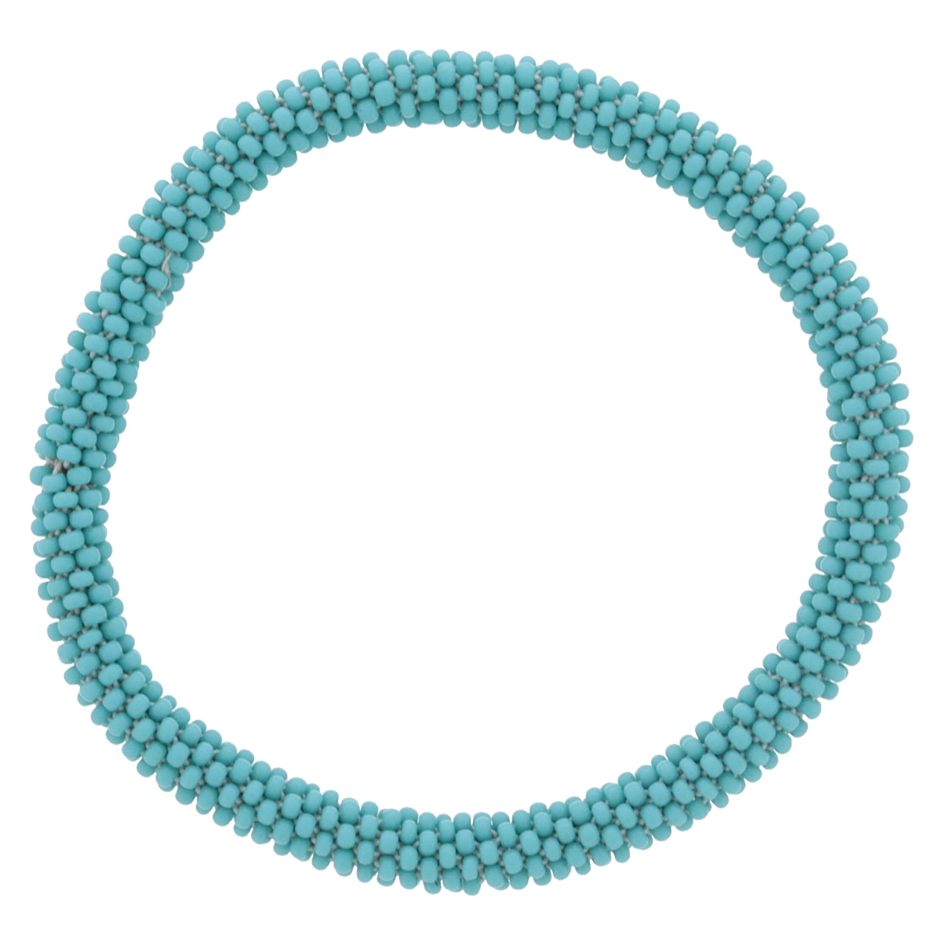 Turquoise Seed Beaded Bracelet, 7.5" Around