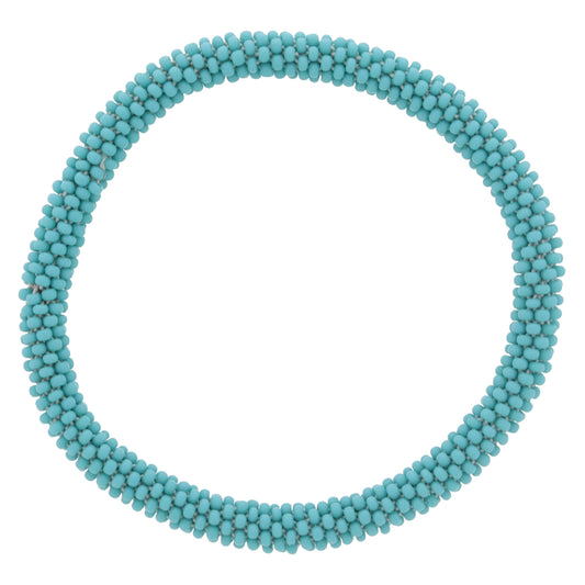 Turquoise Seed Beaded Bracelet, 7.5" Around