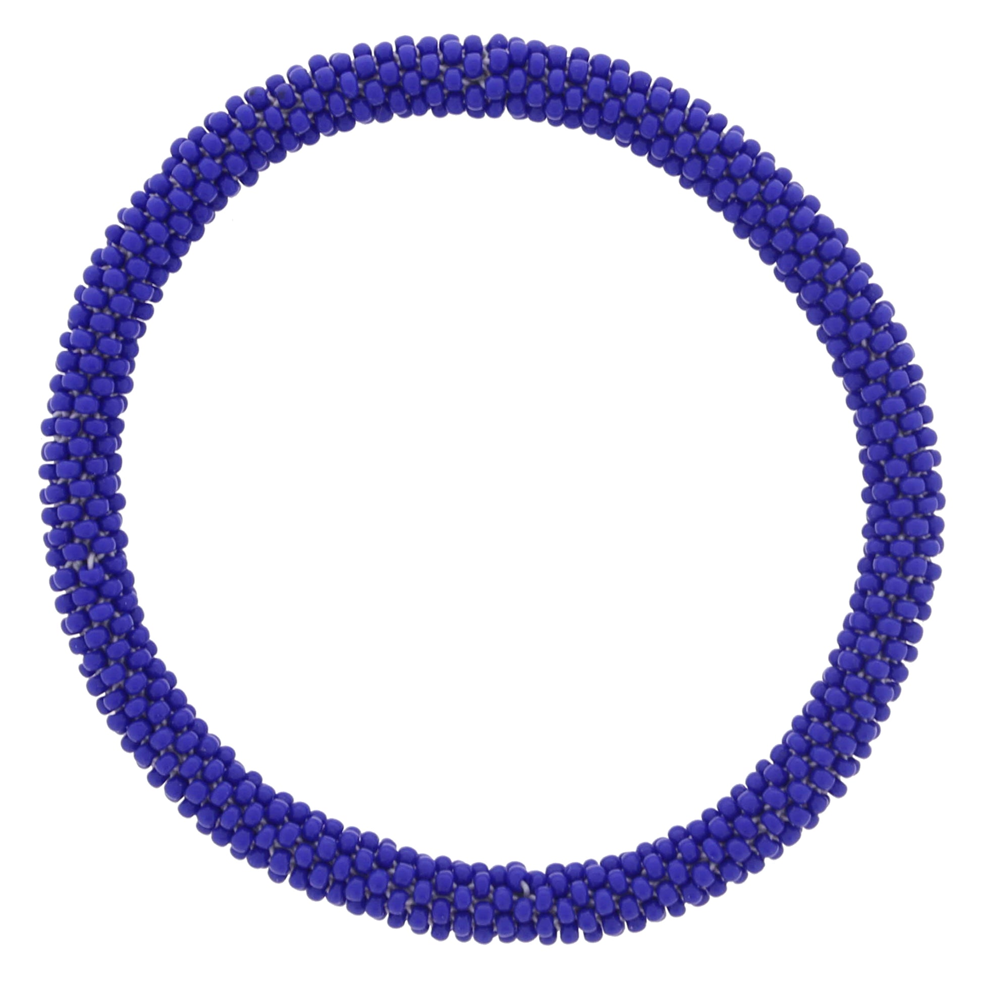 Blue Seed Beaded Bracelet, 7.5" Around