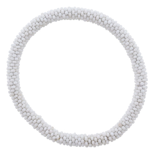 White Seed Beaded Bracelet, 7.5" Around