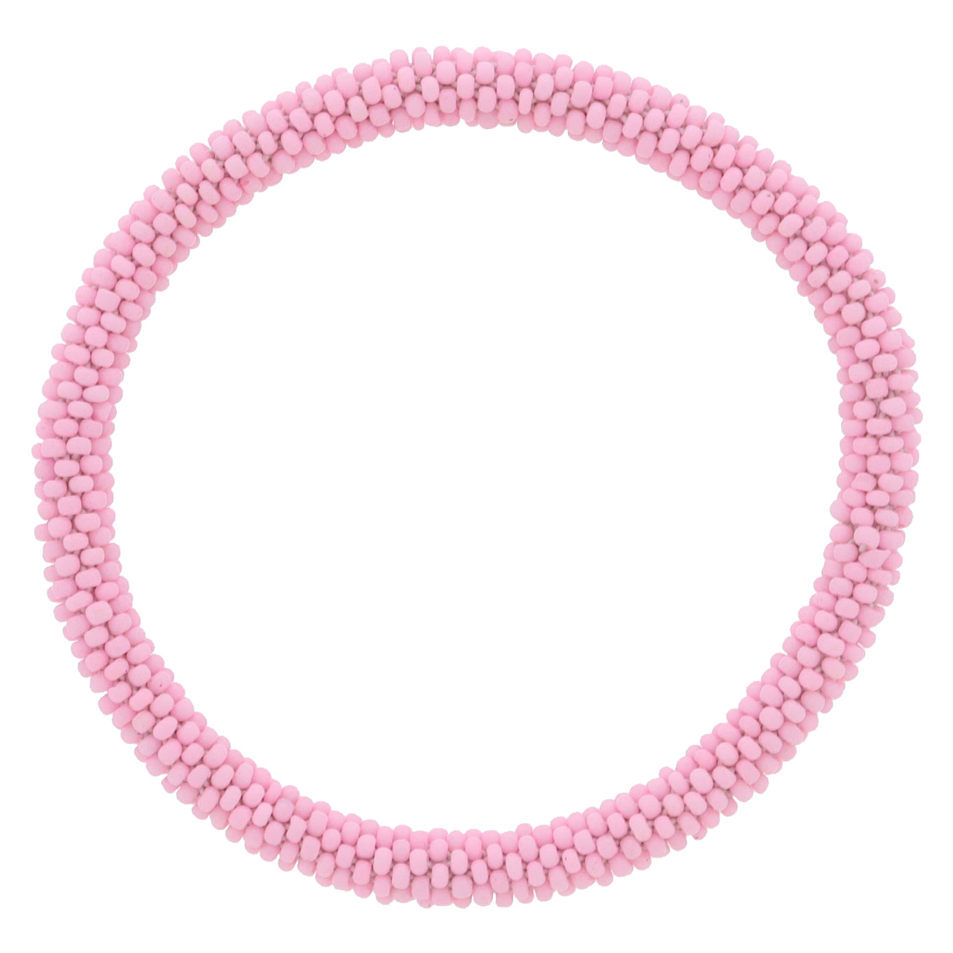 Light Pink Seed Beaded Bracelet, 7.5" Around