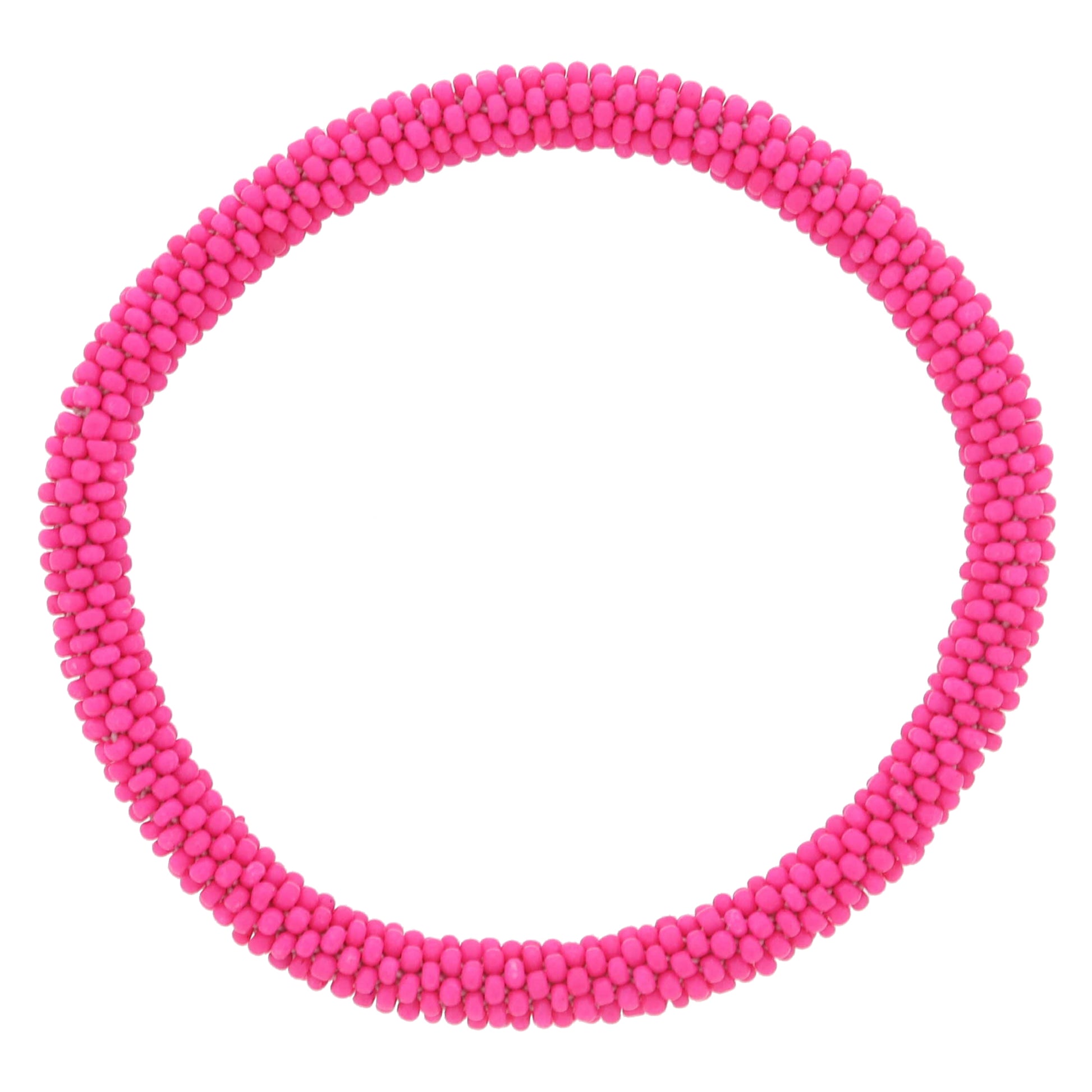 Hot Pink Seed Beaded Bracelet, 7.5" Around