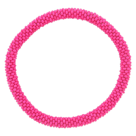 Hot Pink Seed Beaded Bracelet, 7.5" Around