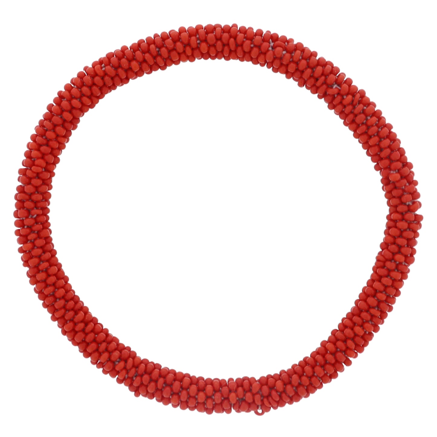 Red Seed Beaded Bracelet, 7.5" Around