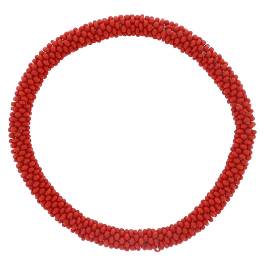 Red Seed Beaded Bracelet, 7.5" Around