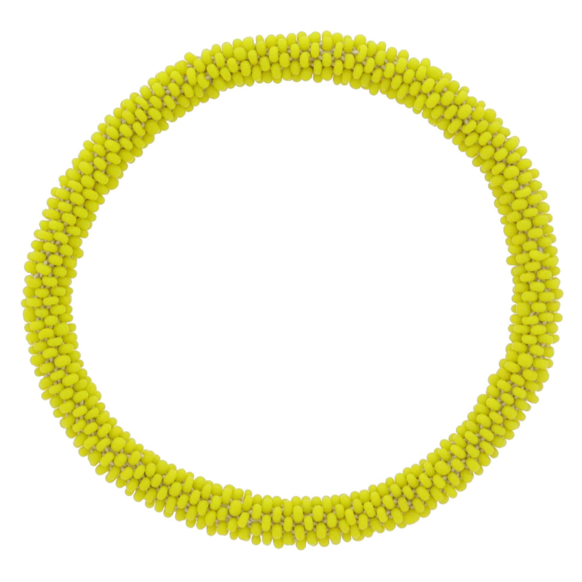 Bright Yellow Seed Beaded Bracelet, 7.5" Around