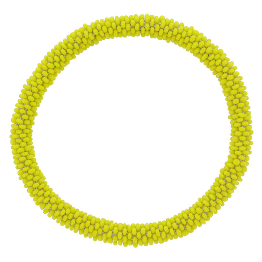 Bright Yellow Seed Beaded Bracelet, 7.5" Around