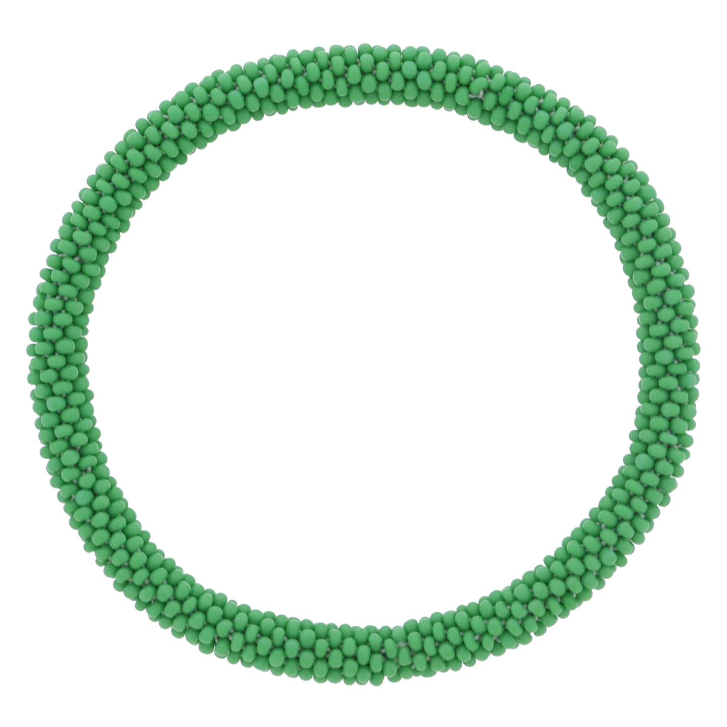 Green Seed Beaded Bracelet, 7.5" Around