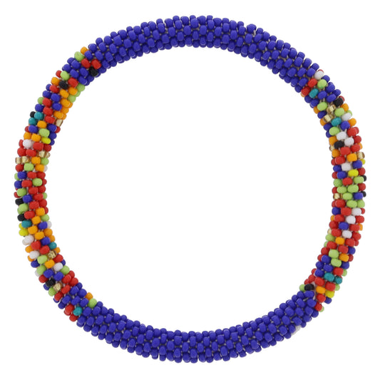 Blue and Multi Seed Beaded Bracelet, 7.5" Around