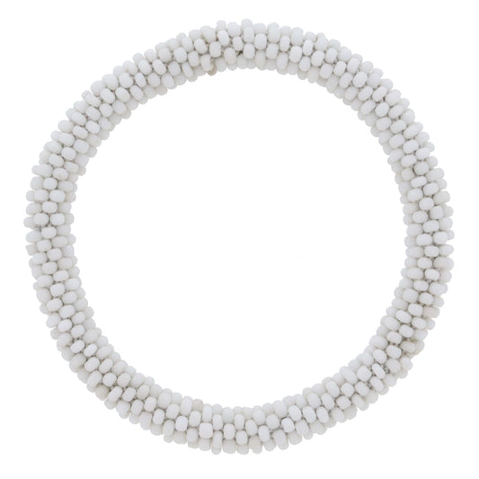 Kids White Seed Beaded Bracelet, 6.5" Around