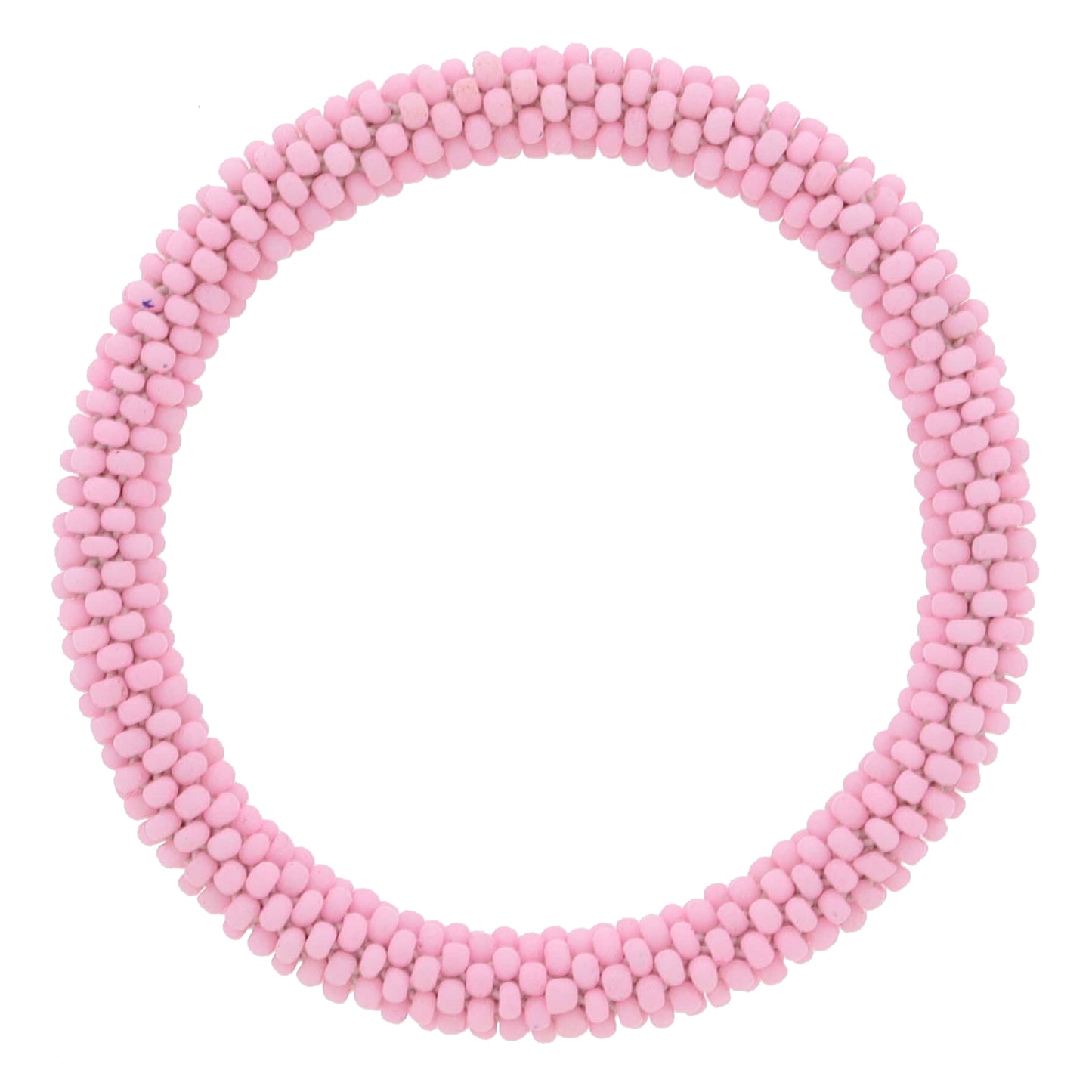 Kids Light Pink Seed Beaded Bracelet, 6.5" Around