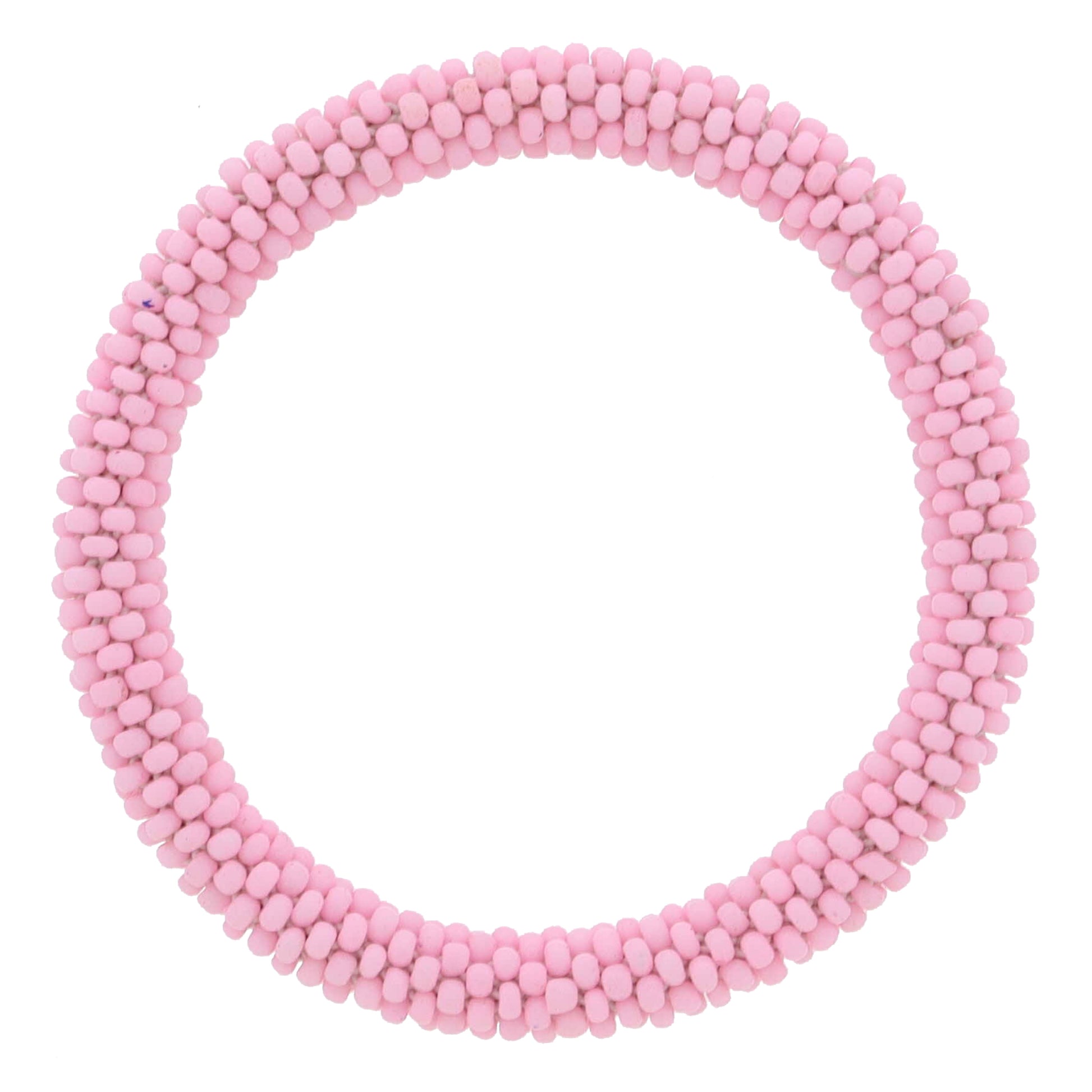 Kids Light Pink Seed Beaded Bracelet, 6.5" Around