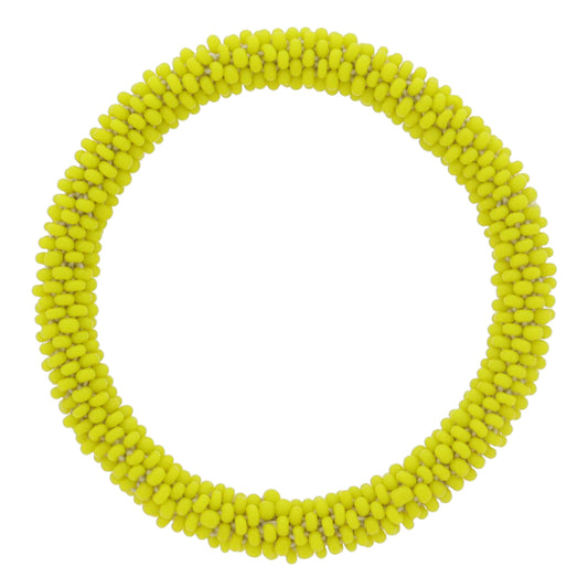 Kids Bright Yellow Seed Beaded Bracelet, 6.5" Around