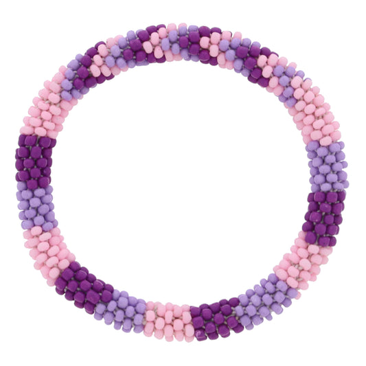 Kids Lavender, Purple, Light Pink Seed Beaded Bracelet, 6.5" Around