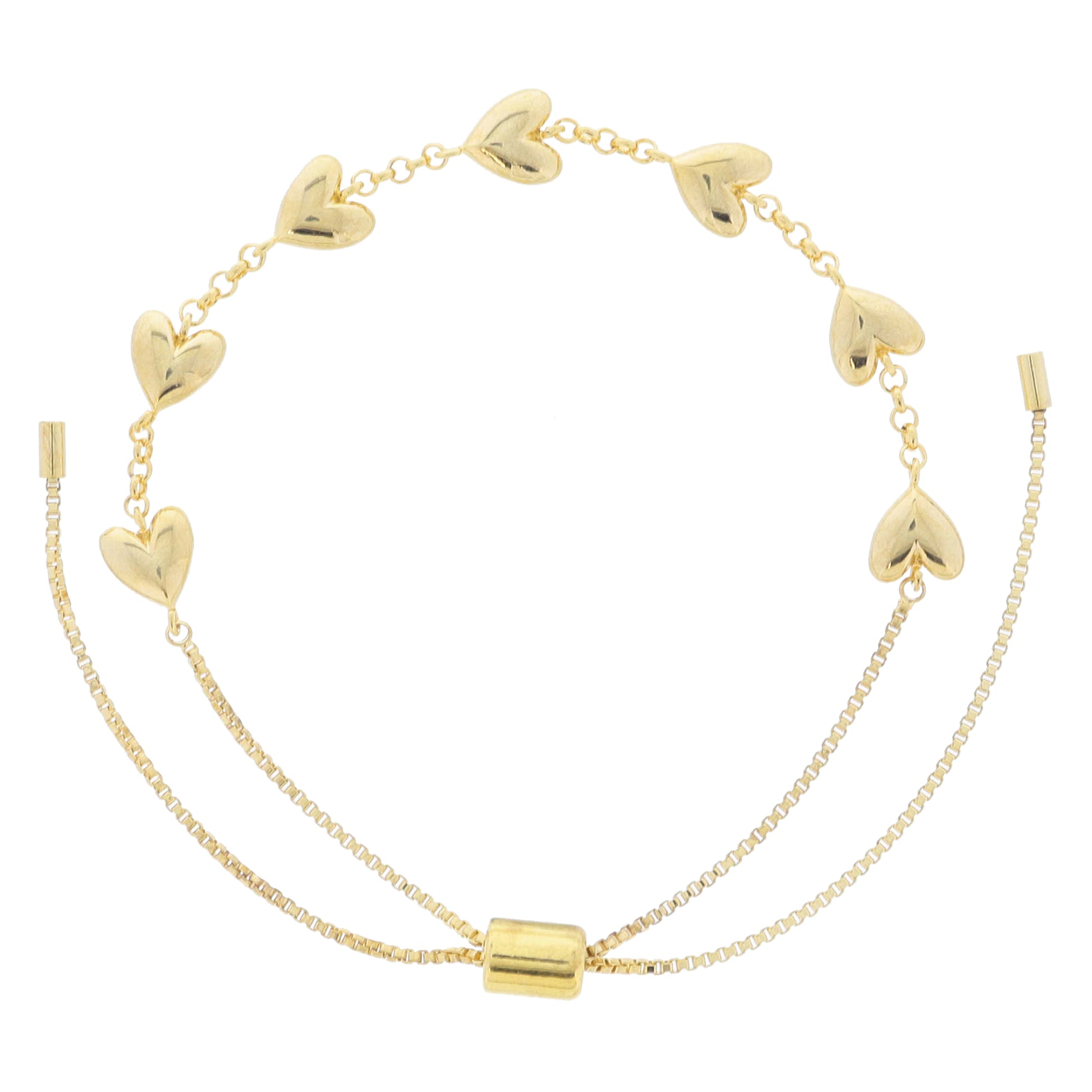 18K Gold Plated Heart Chain Bracelet