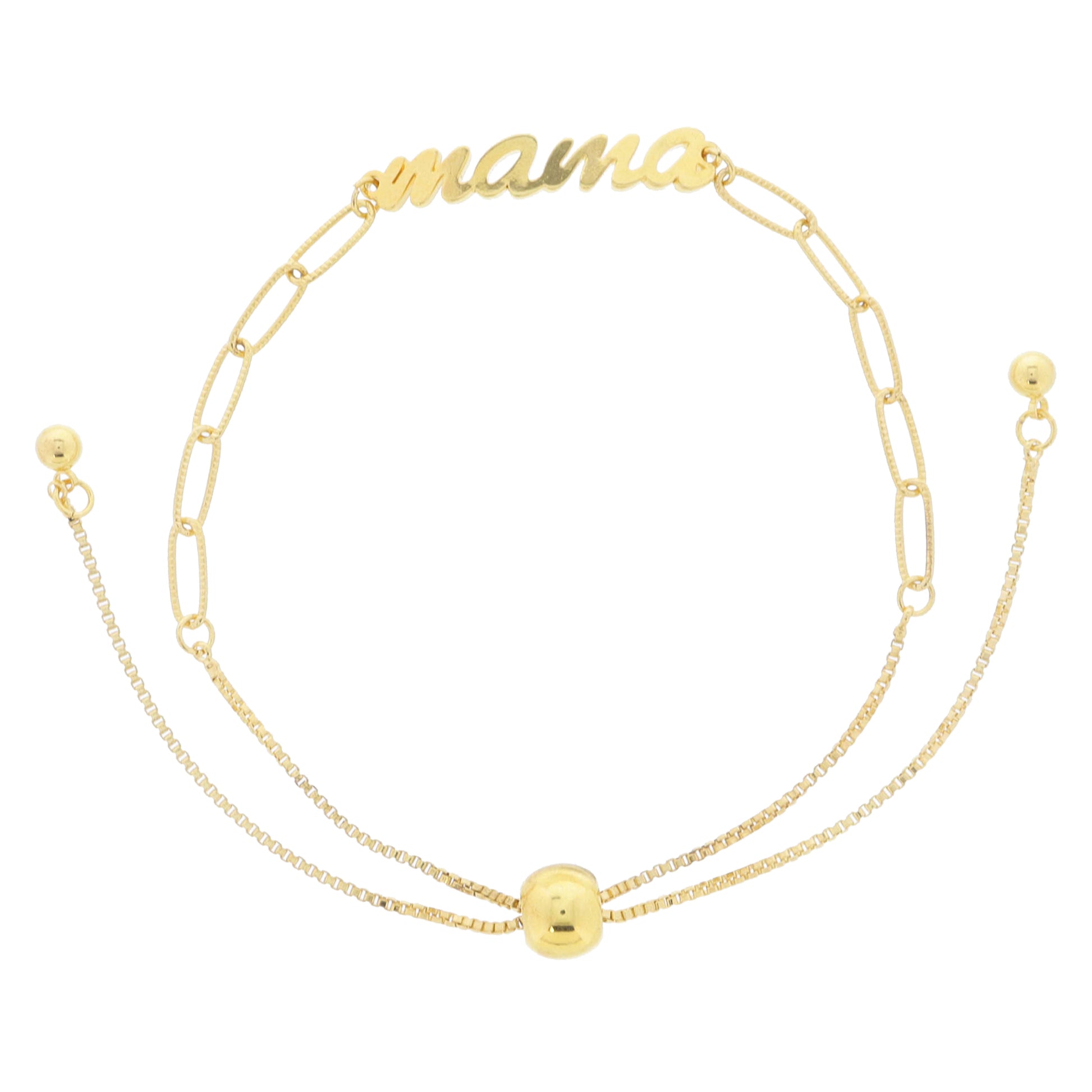 18K Gold Plated "mama" on Paperclip Chain Bracelet