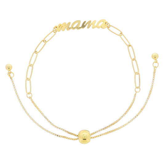 18K Gold Plated "mama" on Paperclip Chain Bracelet