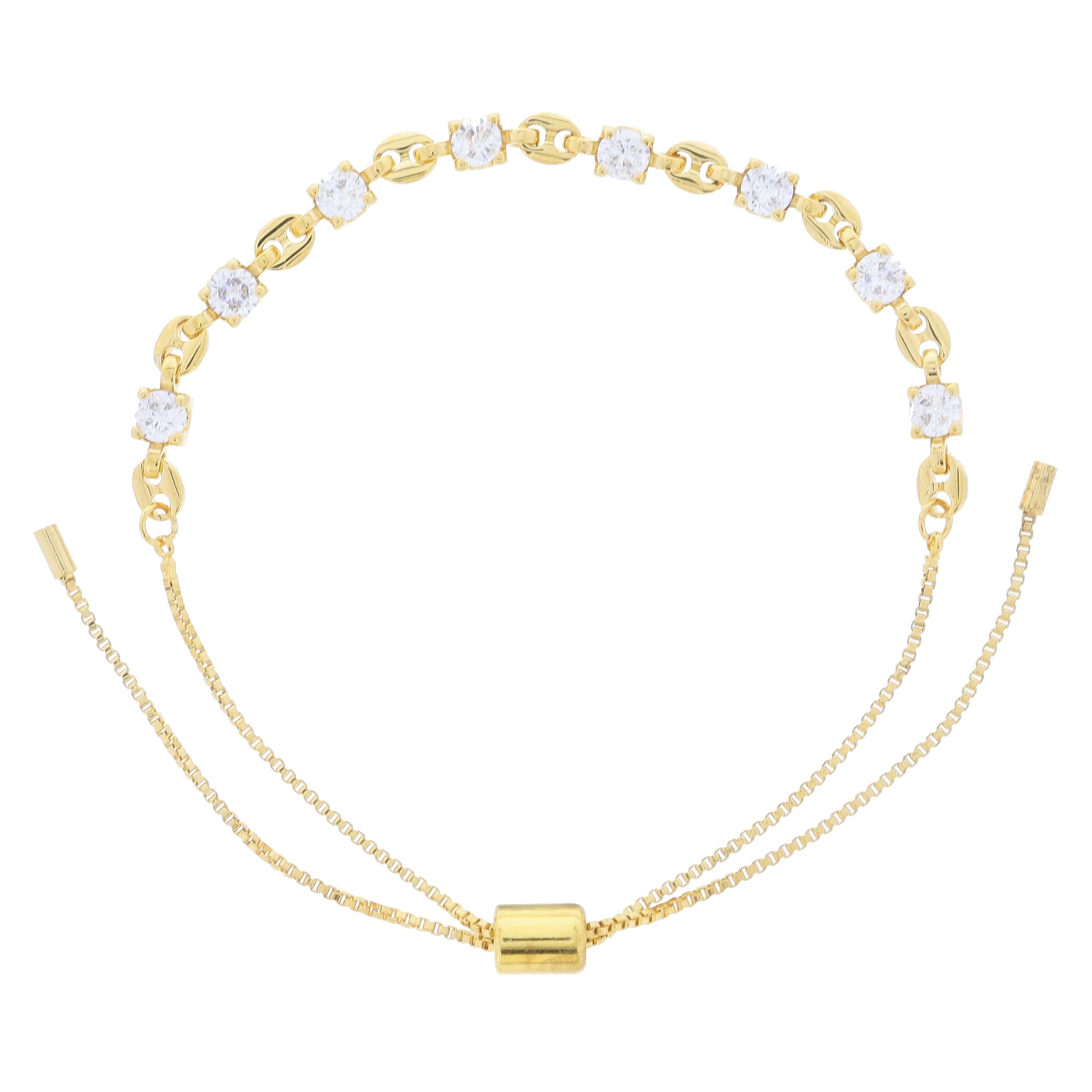 18K Gold Plated Alternating Crystals and Gucci Links Bracelet