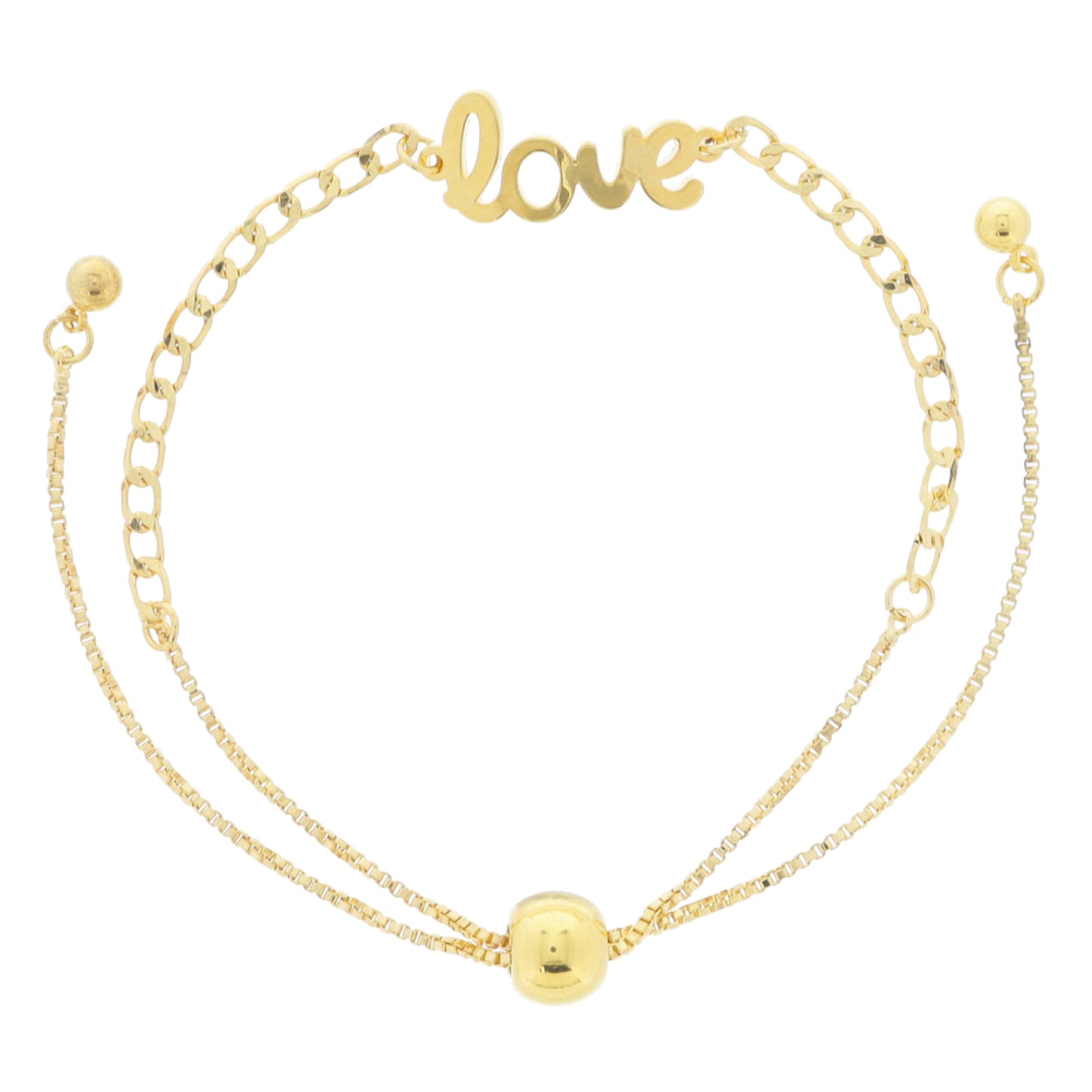 18K Gold Plated "love" on Curb Chain Bracelet
