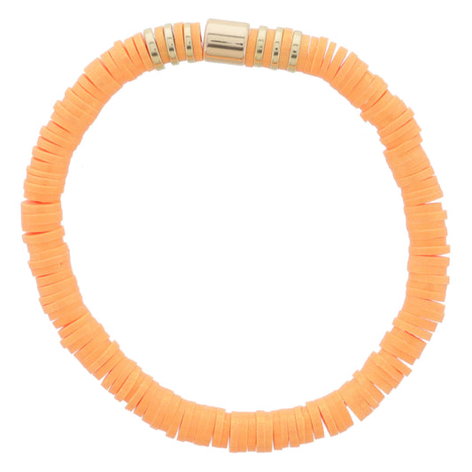 Kids Orange Iridescent Rubber Sequins with Gold Bead Accents Bracelet