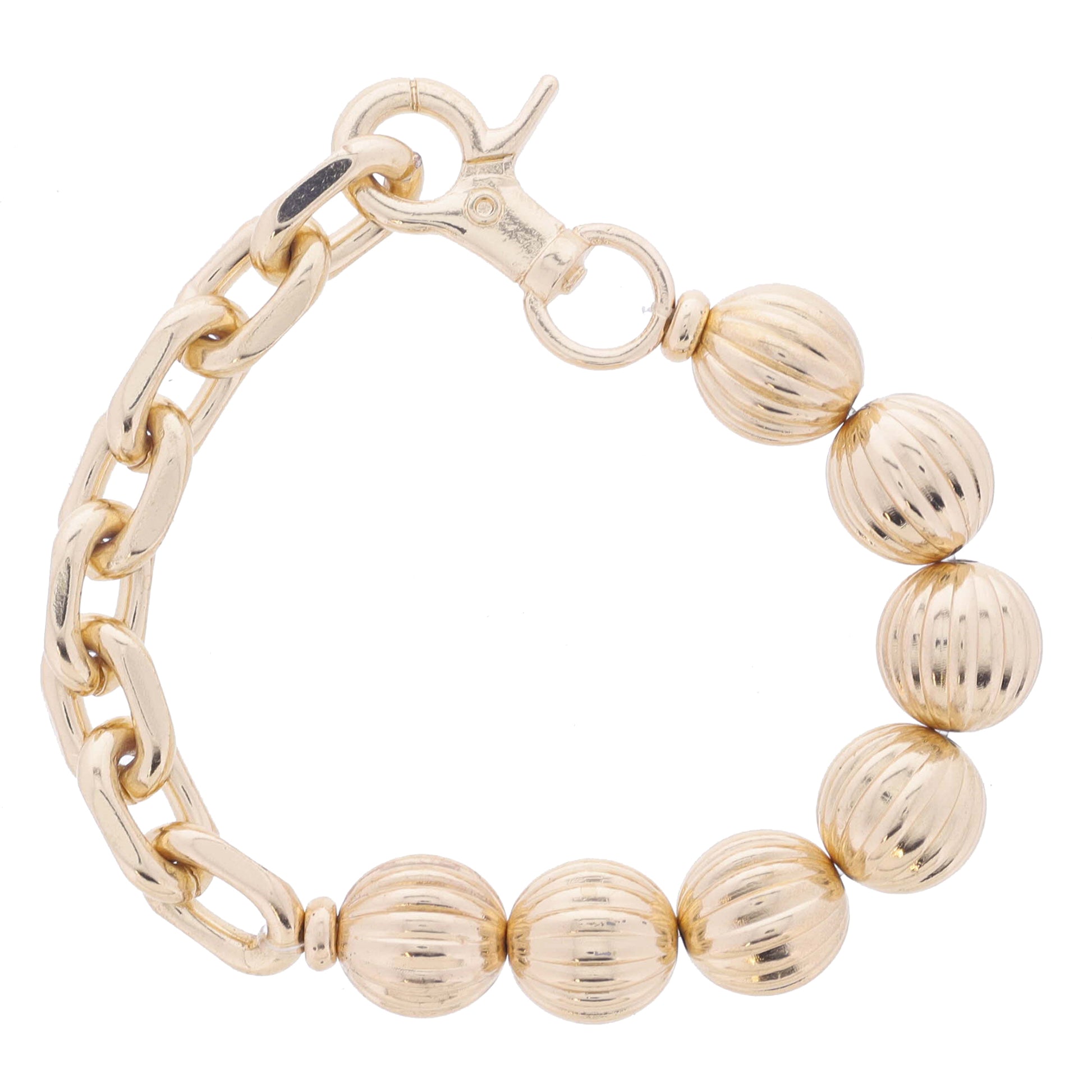 Half Gold Cable Chain, Half Chunky Textured Gold Ball Beaded Bracelet