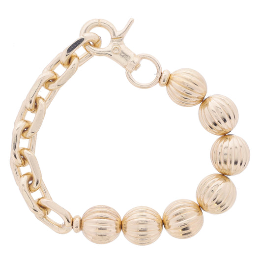Half Gold Cable Chain, Half Chunky Textured Gold Ball Beaded Bracelet