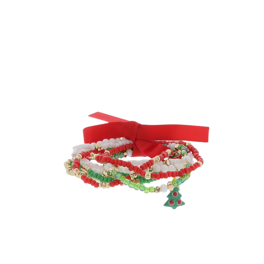 Kids Red, White, Green, Gold Multi Stretch Bracelet