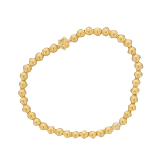 18K Gold Plated Beaded Stretch Bracelet with Gold Paw Print