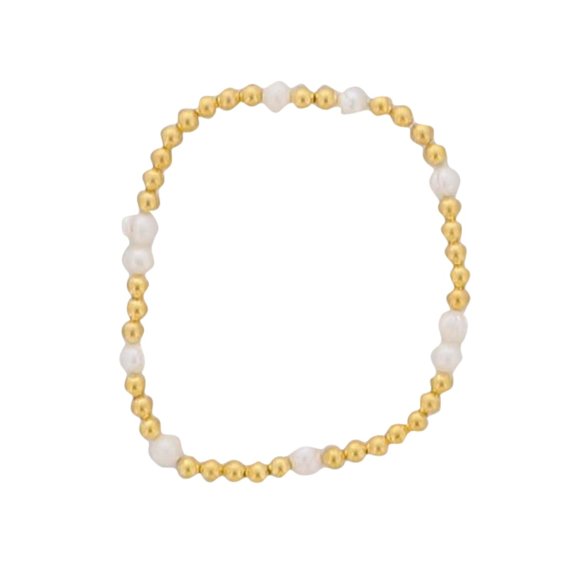 18K Gold Plated Beaded Stretch Bracelet with Salt Water Pearl Bead