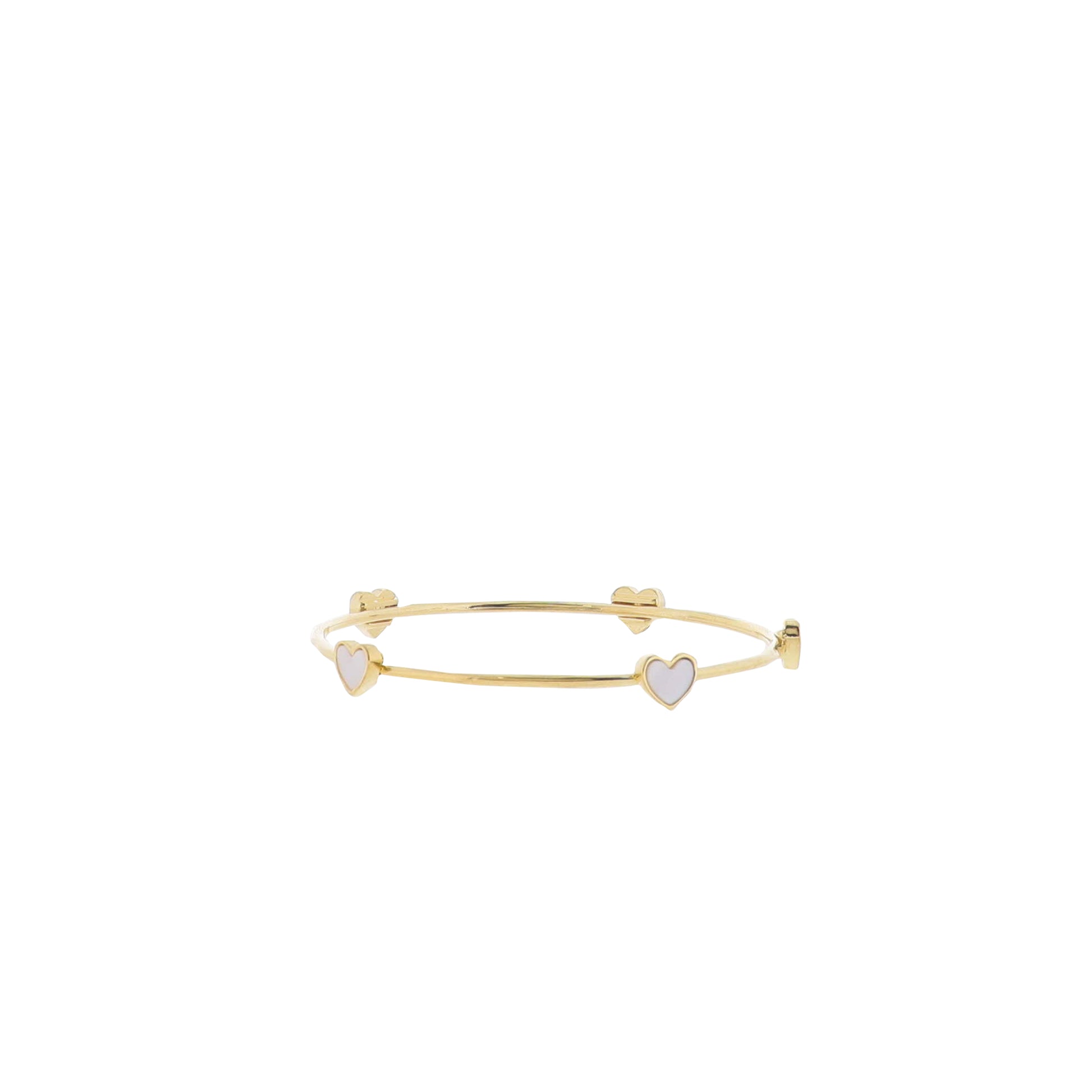 18K Gold Plated Bangle Bracelet with Pearl Hearts