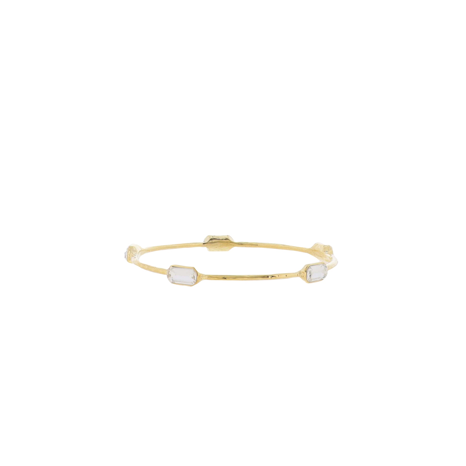 18K Gold Plated Bangle Bracelet with Clear Crystal Rectangles