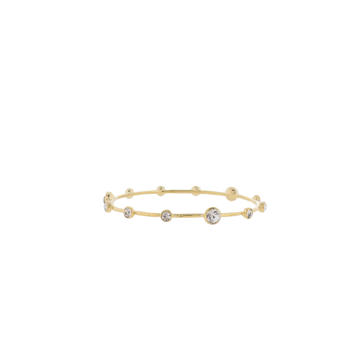 18K Gold Plated Bangle Bracelet with Clear Multi Sized Crystals