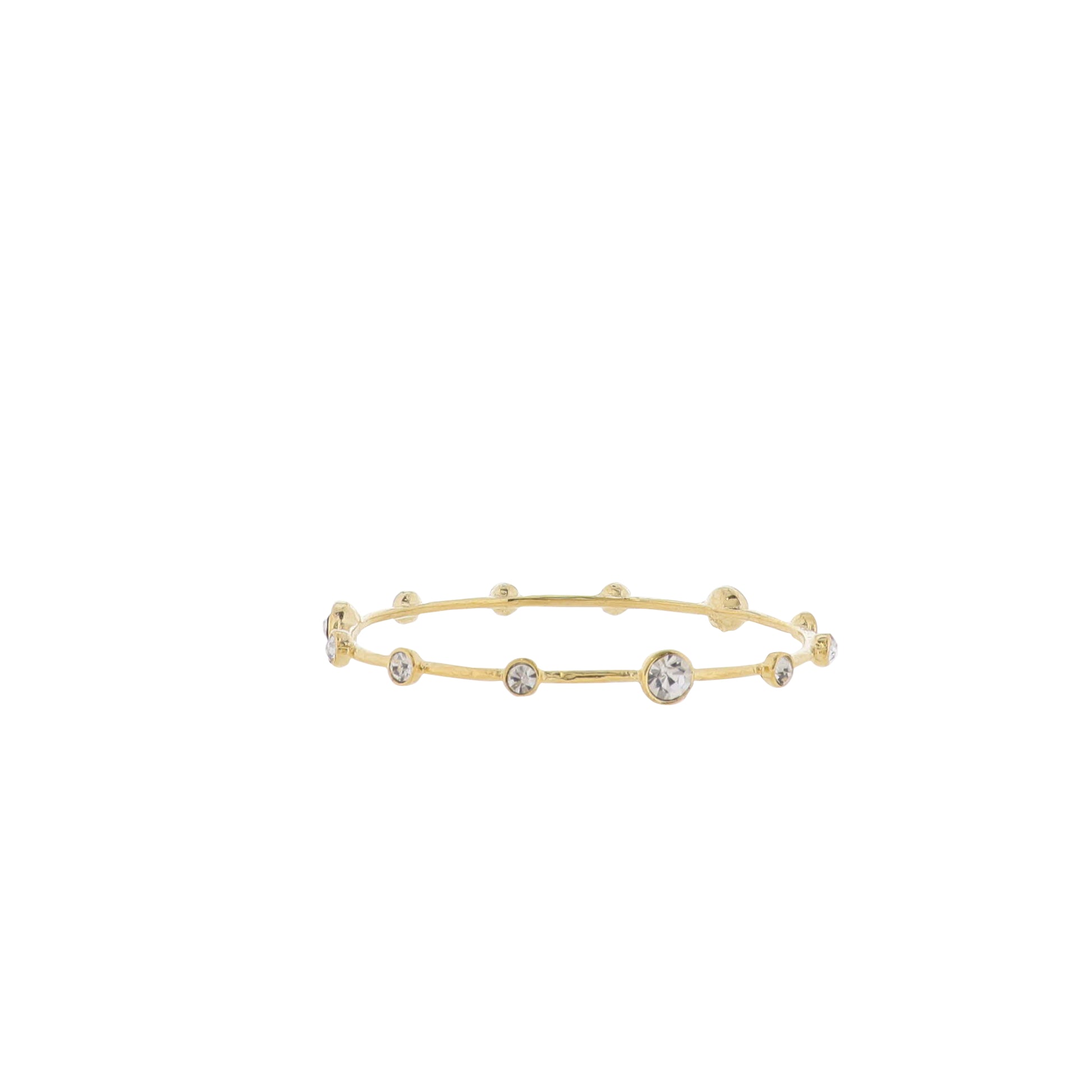 18K Gold Plated Bangle Bracelet with Clear Multi Sized Crystals