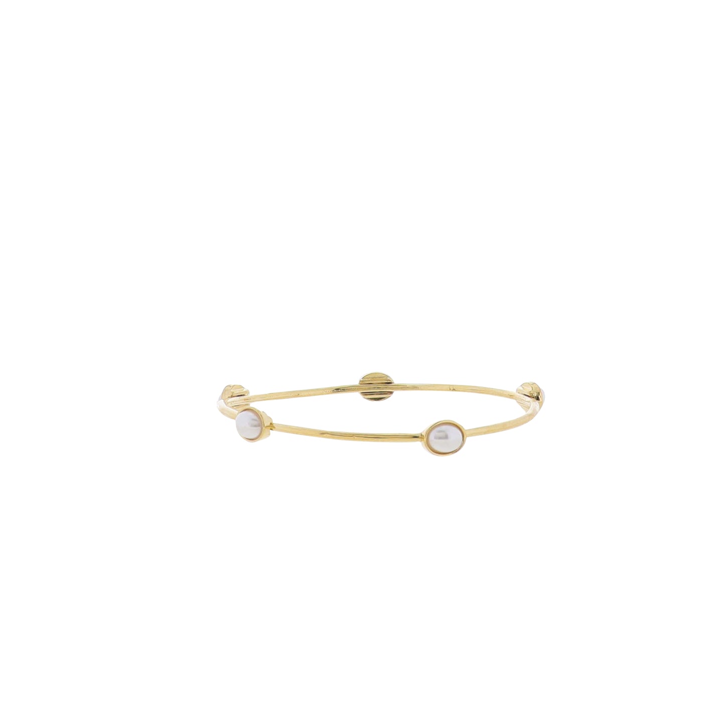 18K Gold Plated Bangle Bracelet with Pearl Ovals