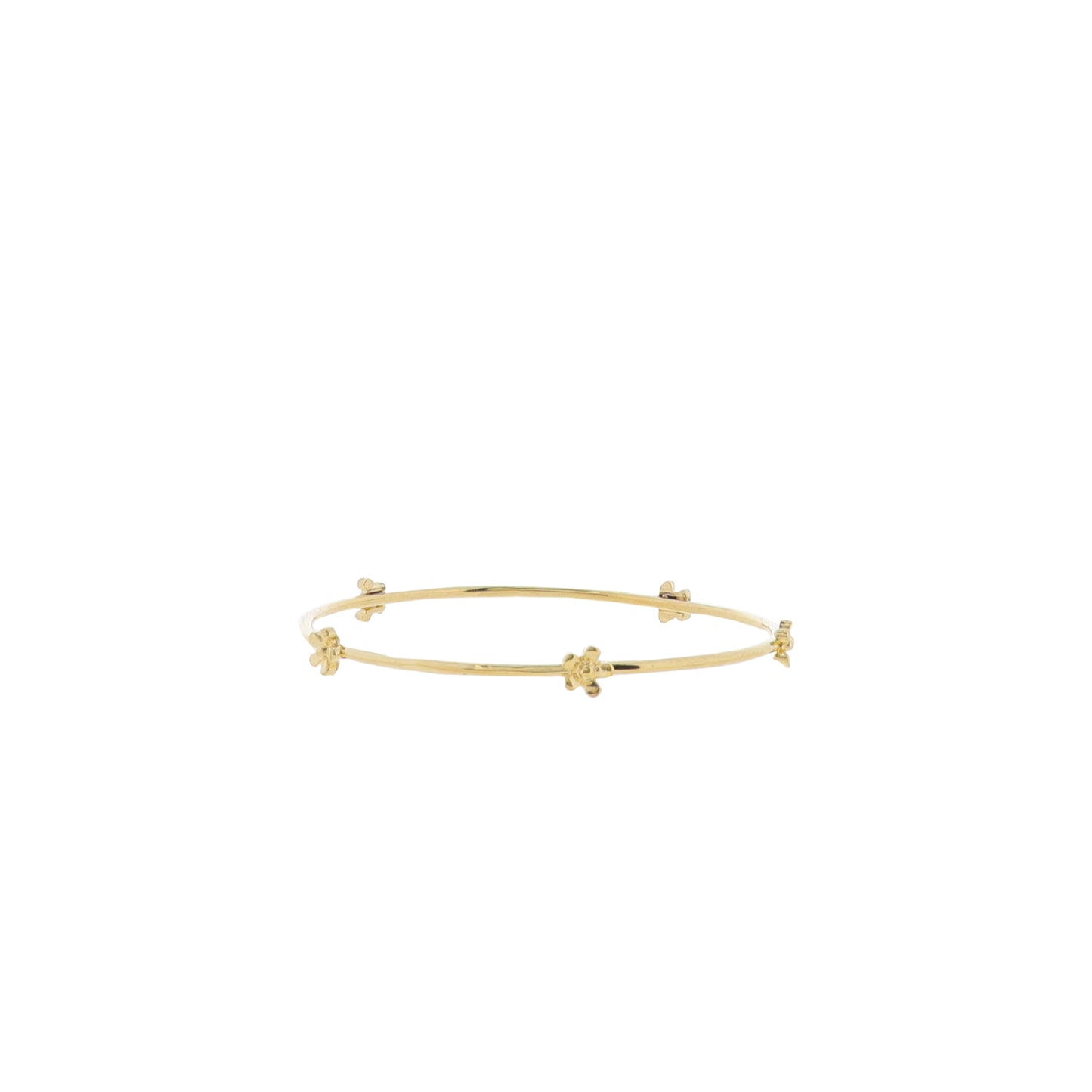 18K Gold Plated Bangle Bracelet with Flowers