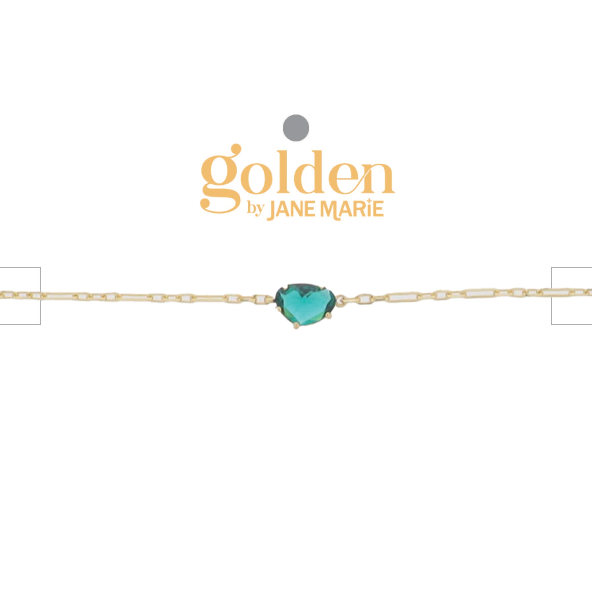 18K Gold Plated Link Paperclip Chain Bracelet with "May" Emeralad Pendant