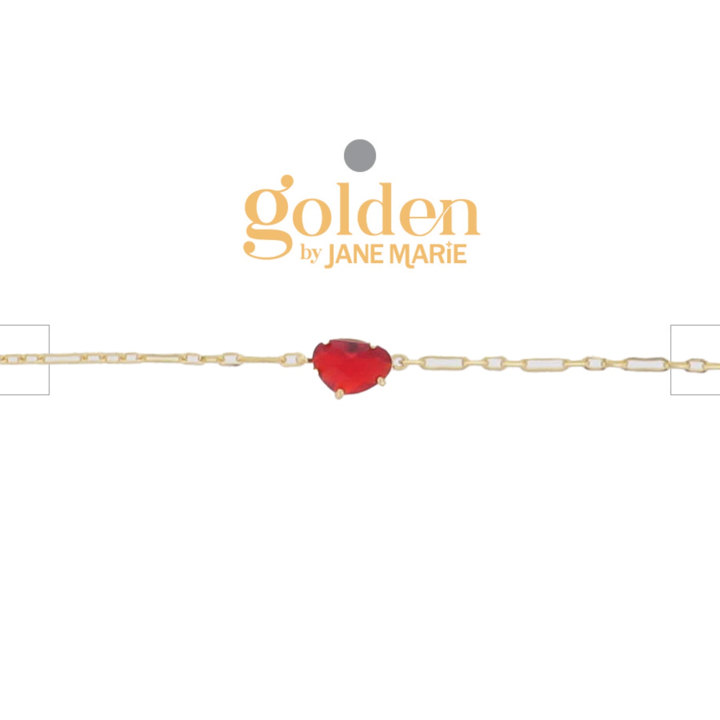 18K Gold Plated Link Paperclip Chain Bracelet with "July" Carnelian Pendant