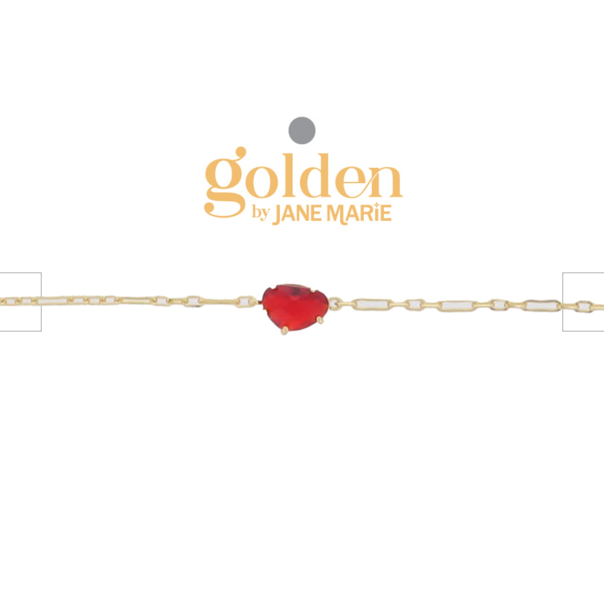 18K Gold Plated Link Paperclip Chain Bracelet with "July" Carnelian Pendant