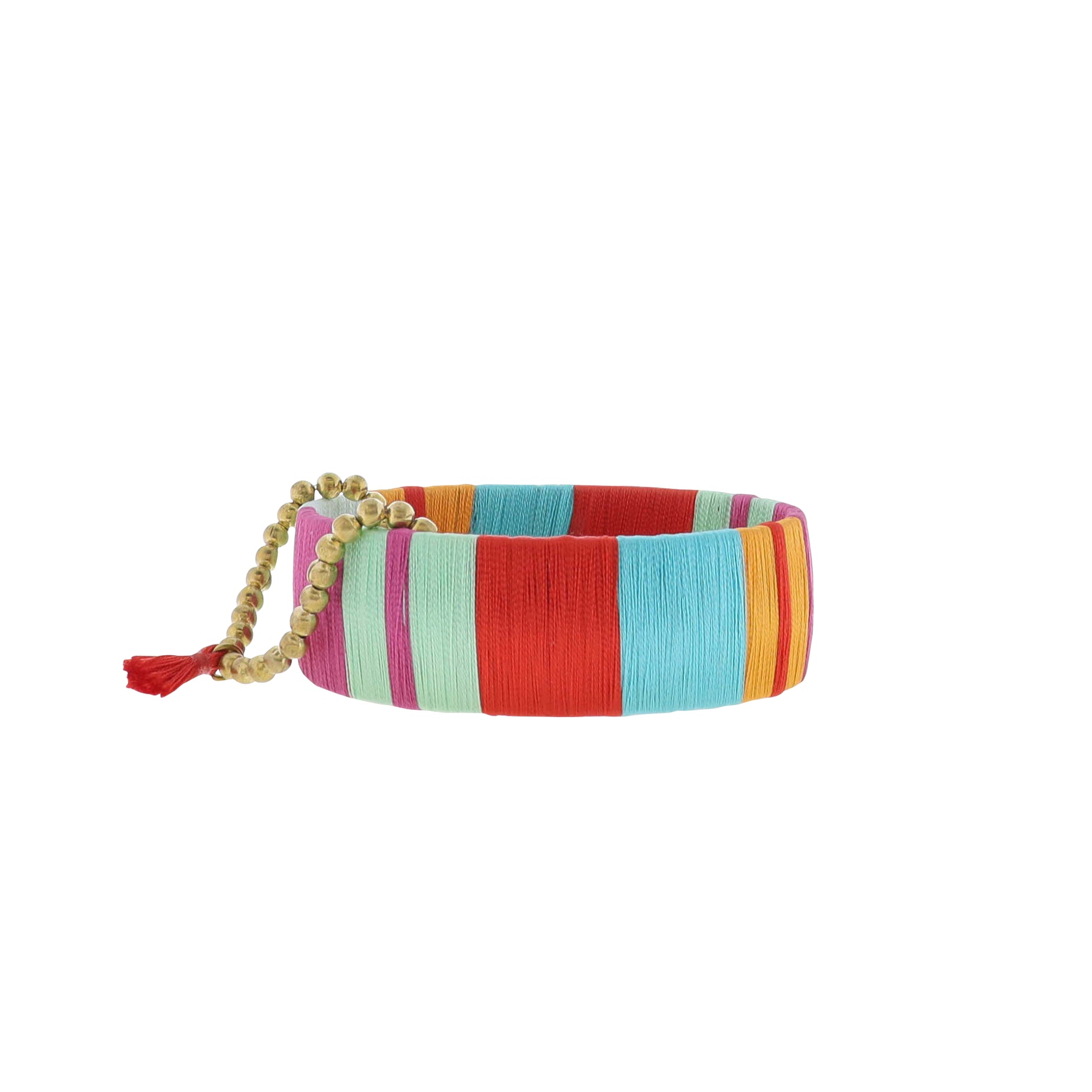 Set of 2, Wide Orange, Pink, Turquoise, Mint, Red Threaded Stretch & Bangle Bracelets
