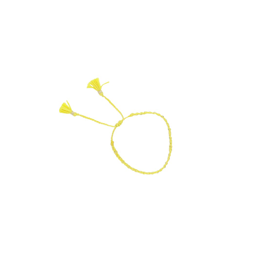 Yellow Braided Thread Bracelet with Gold Beads