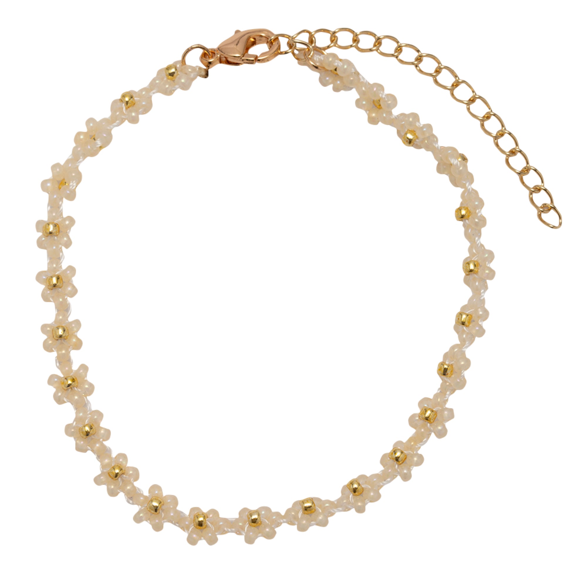 Cream Flower Beaded Bracelet