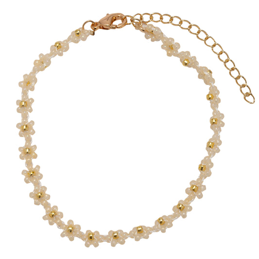 Cream Flower Beaded Bracelet