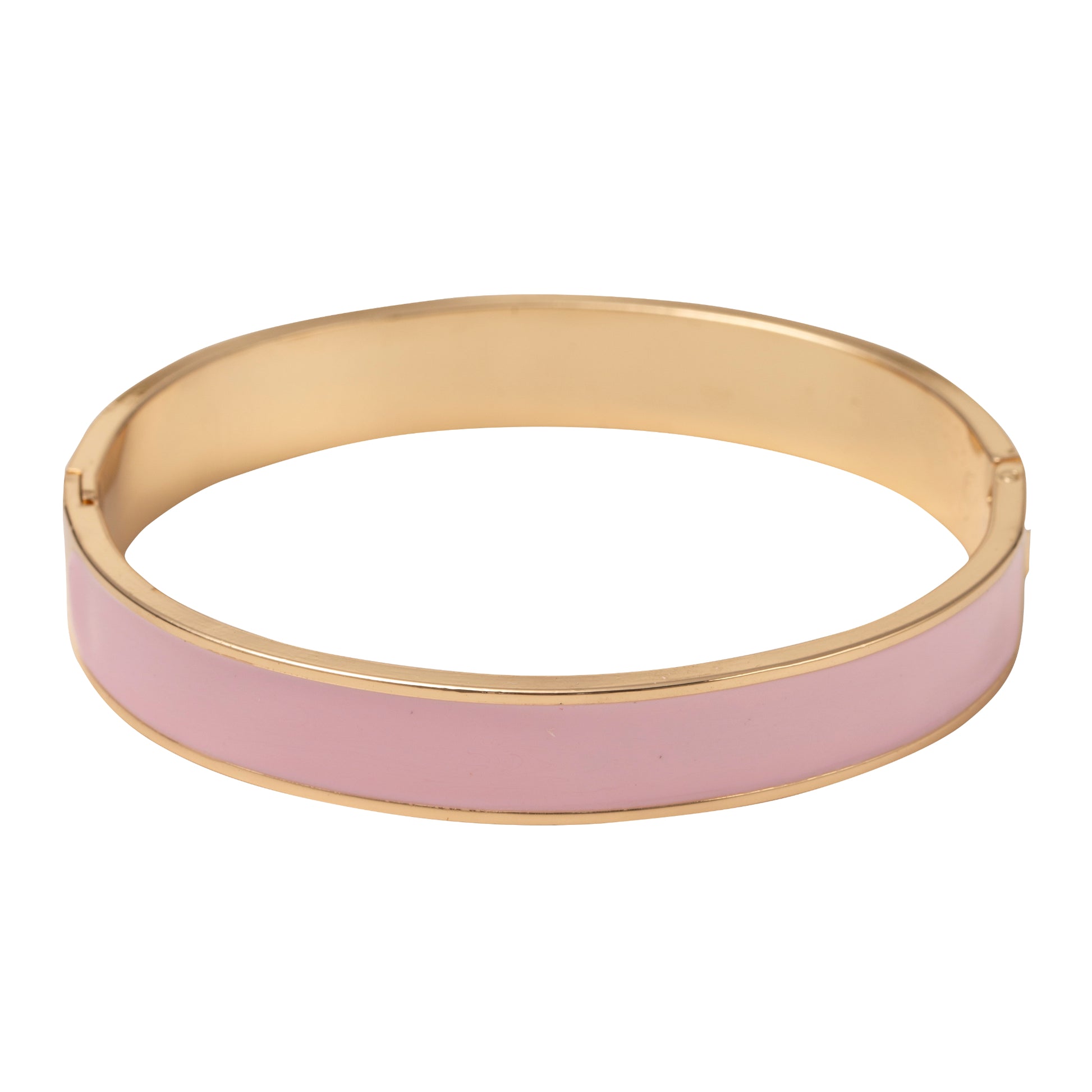 Gold Hinge Bracelet with Light Pink Enamel