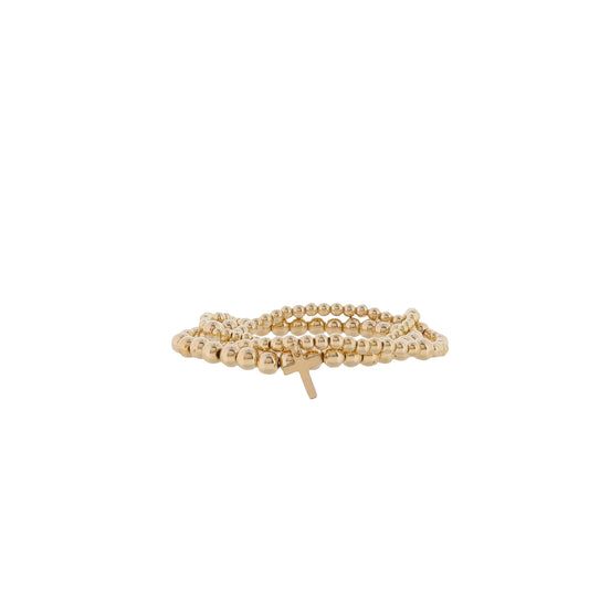 Set of 3 Gold Beaded with Gold Cross Bracelet
