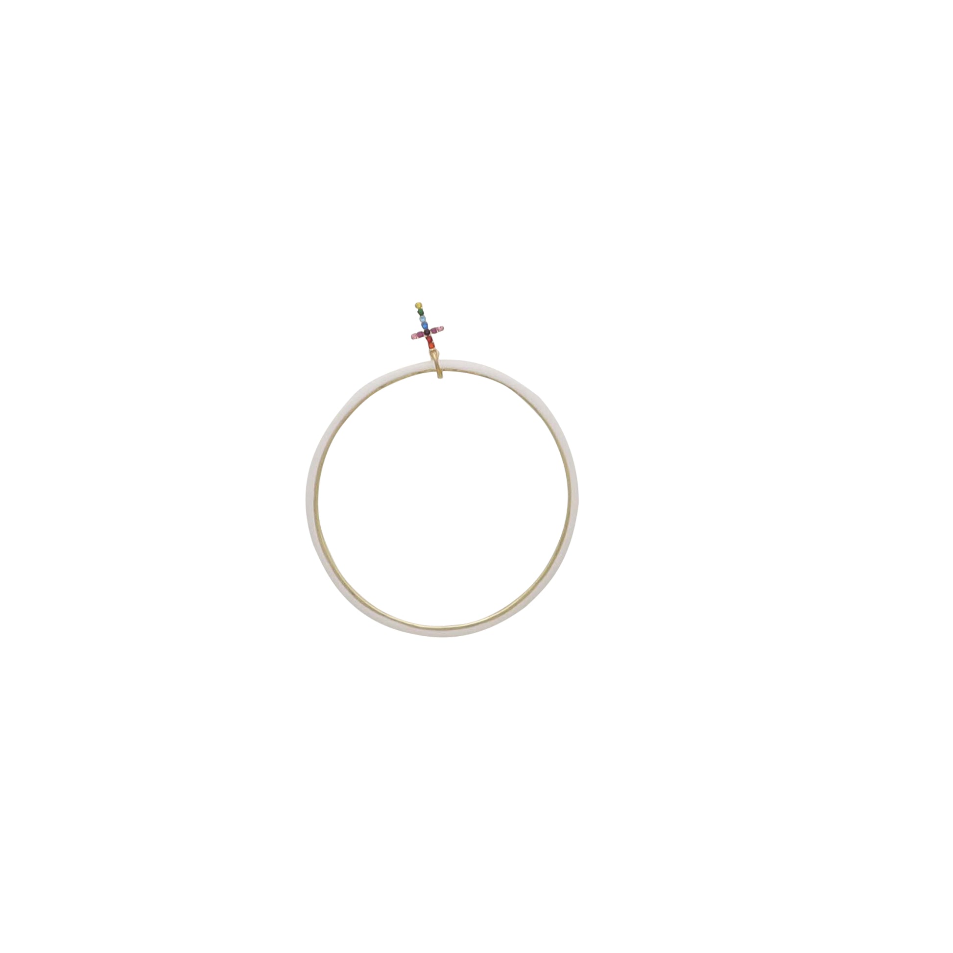 Kids White Enamel Bangle Bracelet with Multi Cross