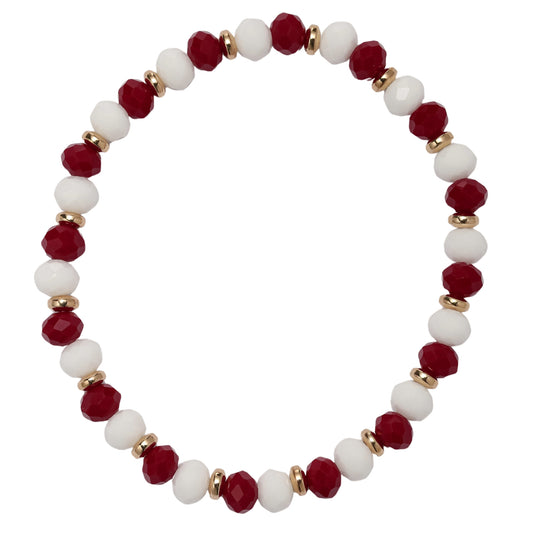 Maroon, Gold Faceted Beaded Bracelet
