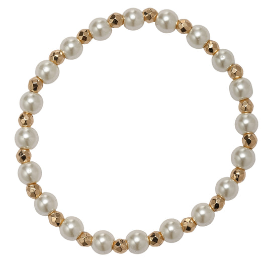 Pearl, Gold Beaded Bracelet