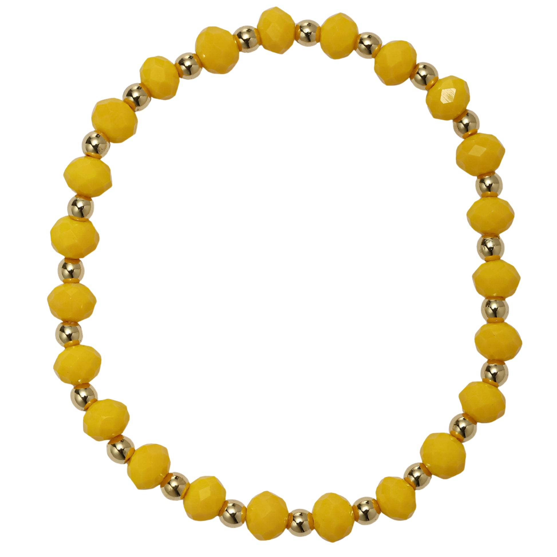 Yellow, Gold Faceted Beaded Bracelet