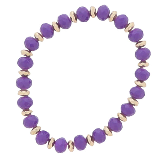 Purple, Gold Faceted Beaded Bracelet